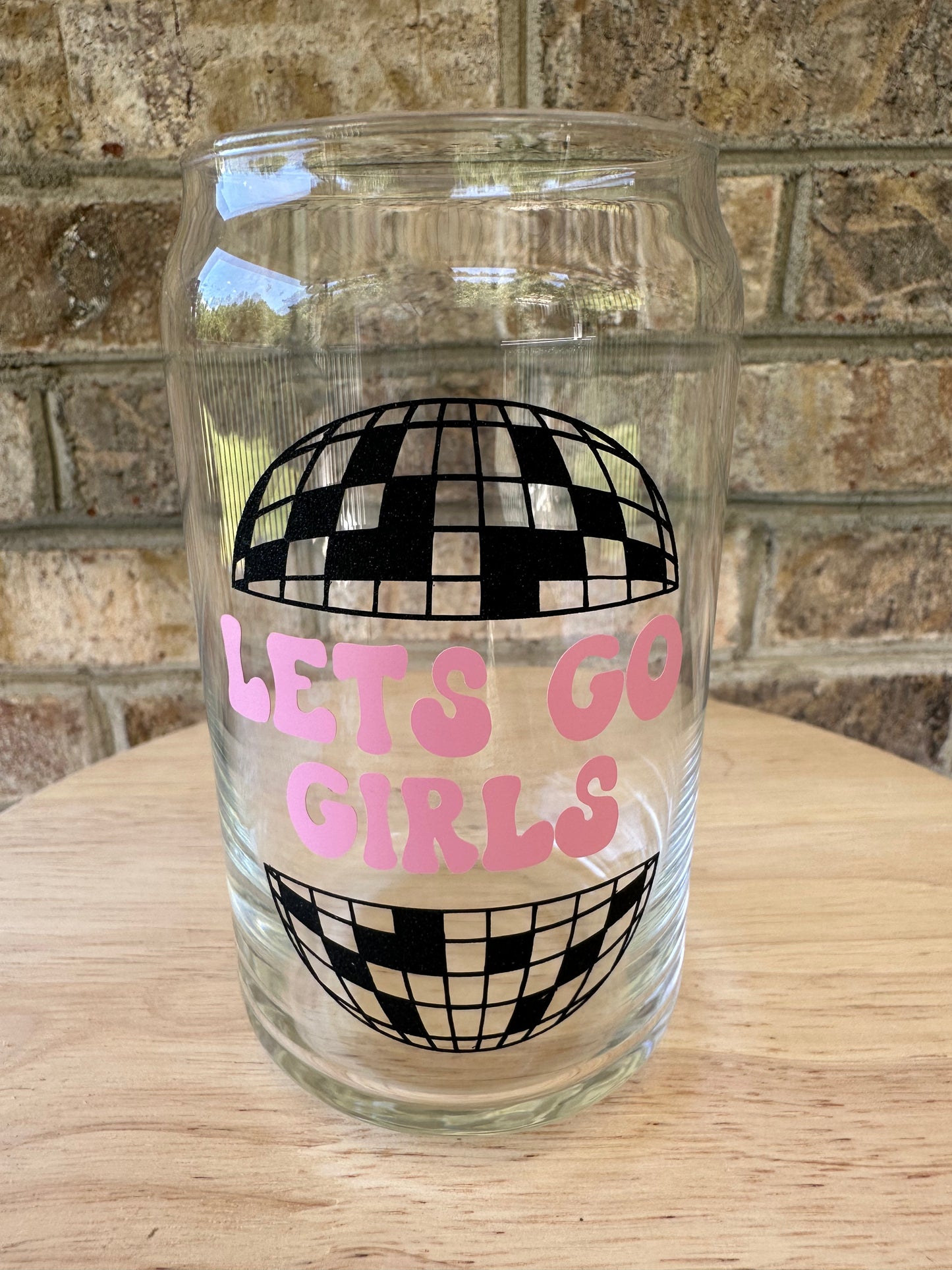 Let's Go Girls Disco- Black Glitter & Pink