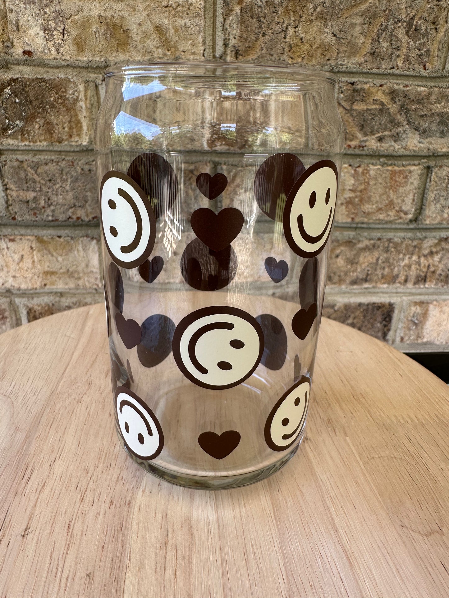 Smiley Faces & Hearts- Brown & Cream