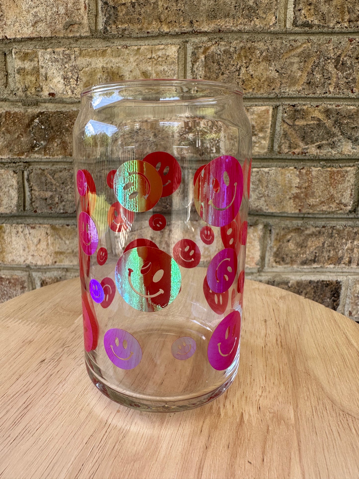 Smiley- Pink & Red Holographic