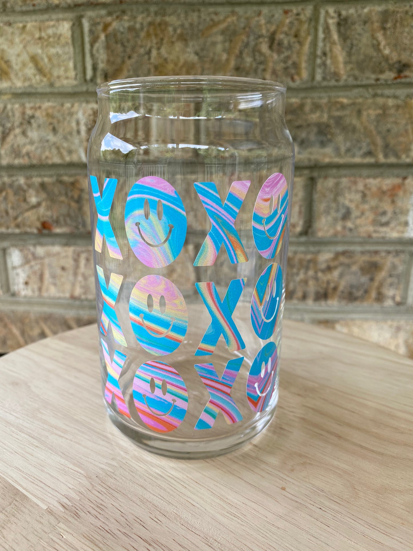XOXO Smiley- Rainbow Water Marble