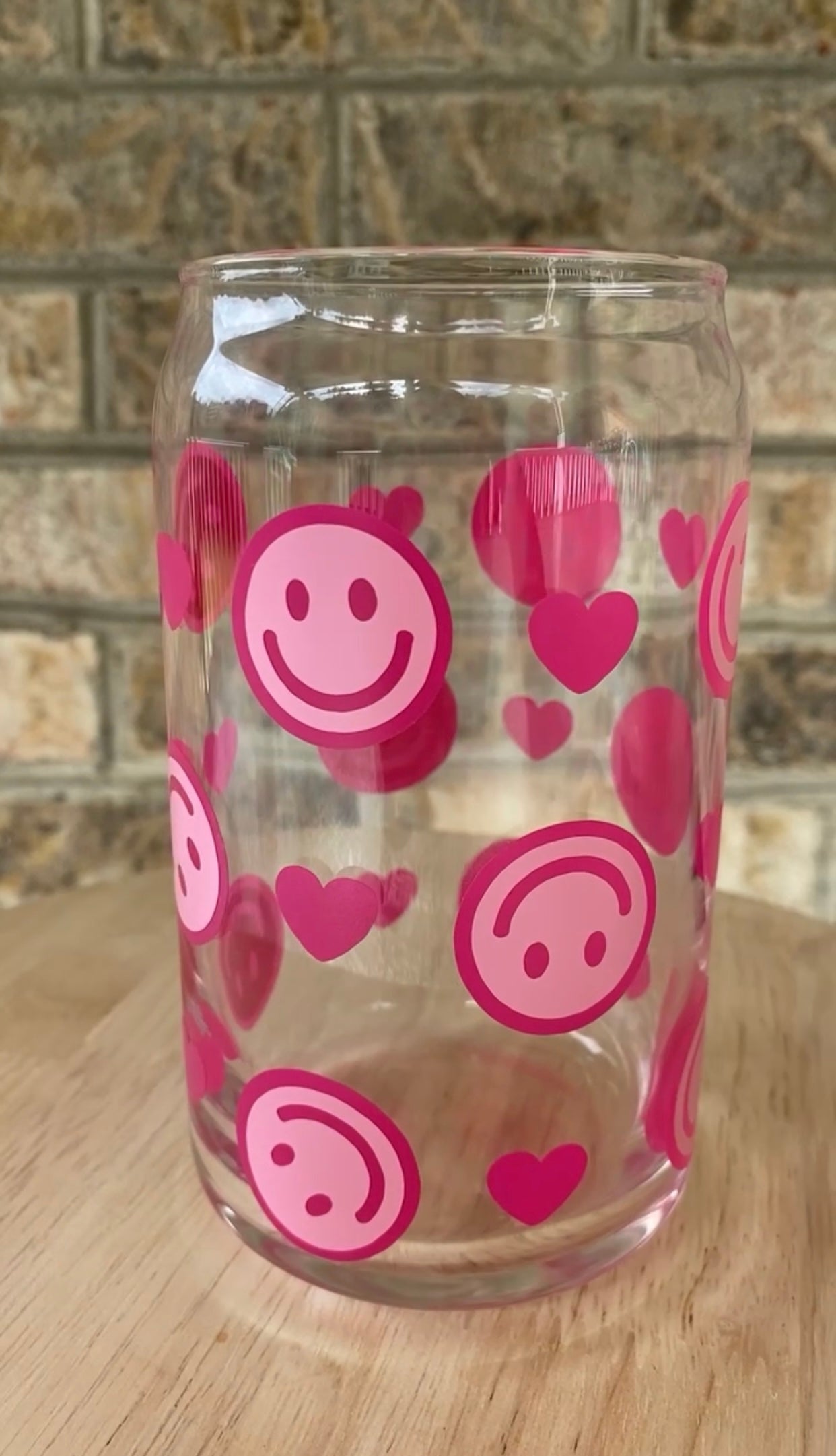 Smiley Faces and Hearts- Hot Pink & Light Pink