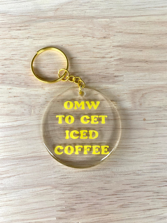 Resin Keychain- OMW to Get Iced Coffee (Yellow)