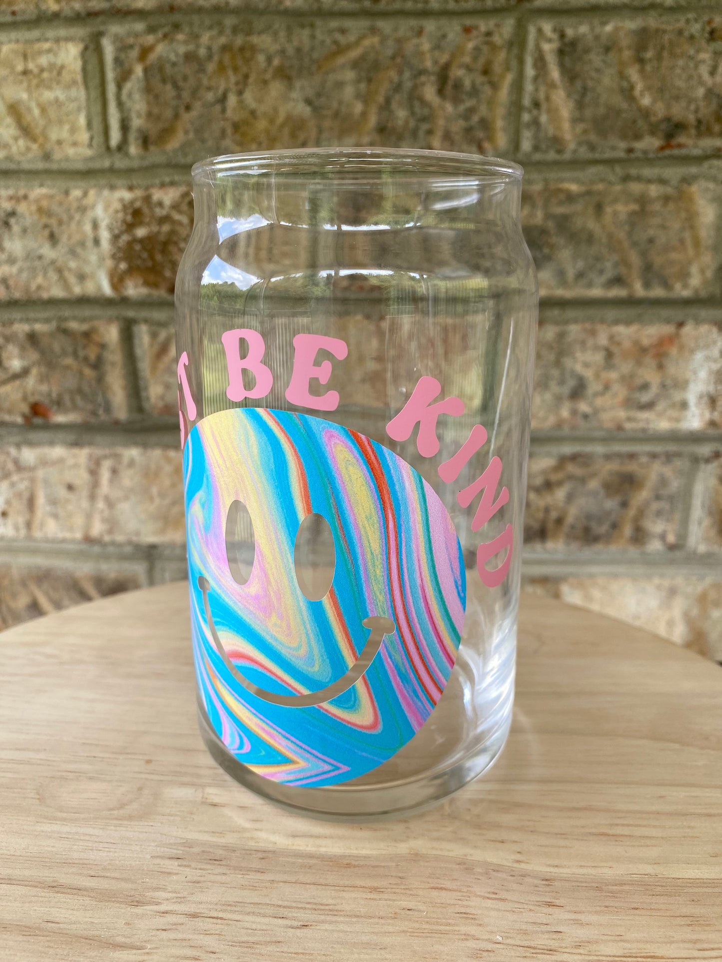 Just be Kind Smiley- Rainbow Water Marble